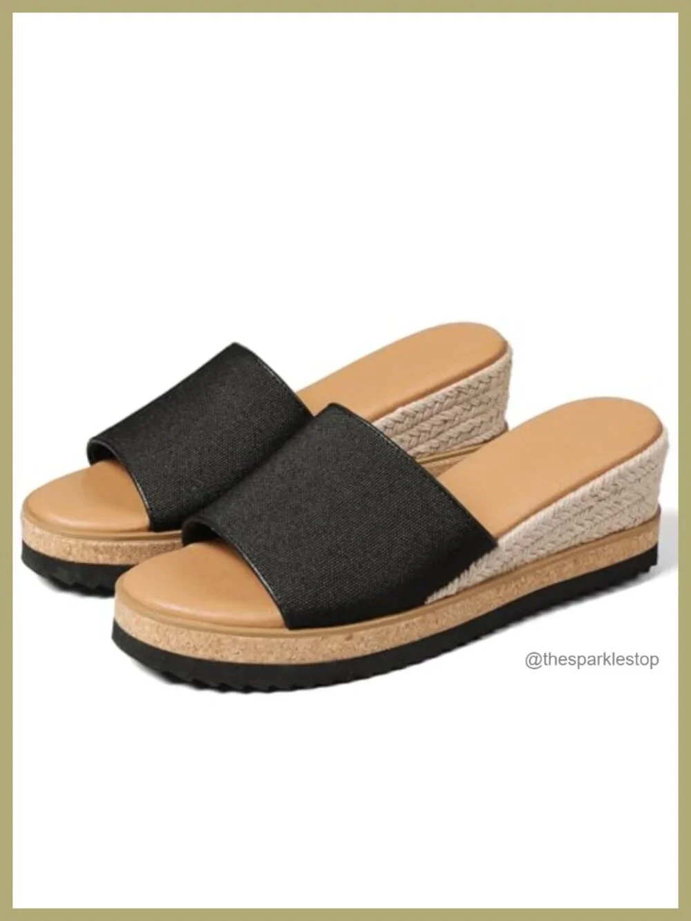 Women's Canvas Wedge Sandals Slip On Espadrilles Open Toe Summer Resort Mules